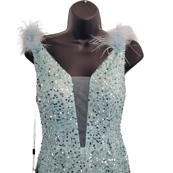 NEW Blue Dress Below Knee Sparkle Size 8 V Neck - Picture 10 of 10